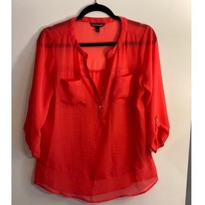 Express Coral/Pink Sheer Blouse